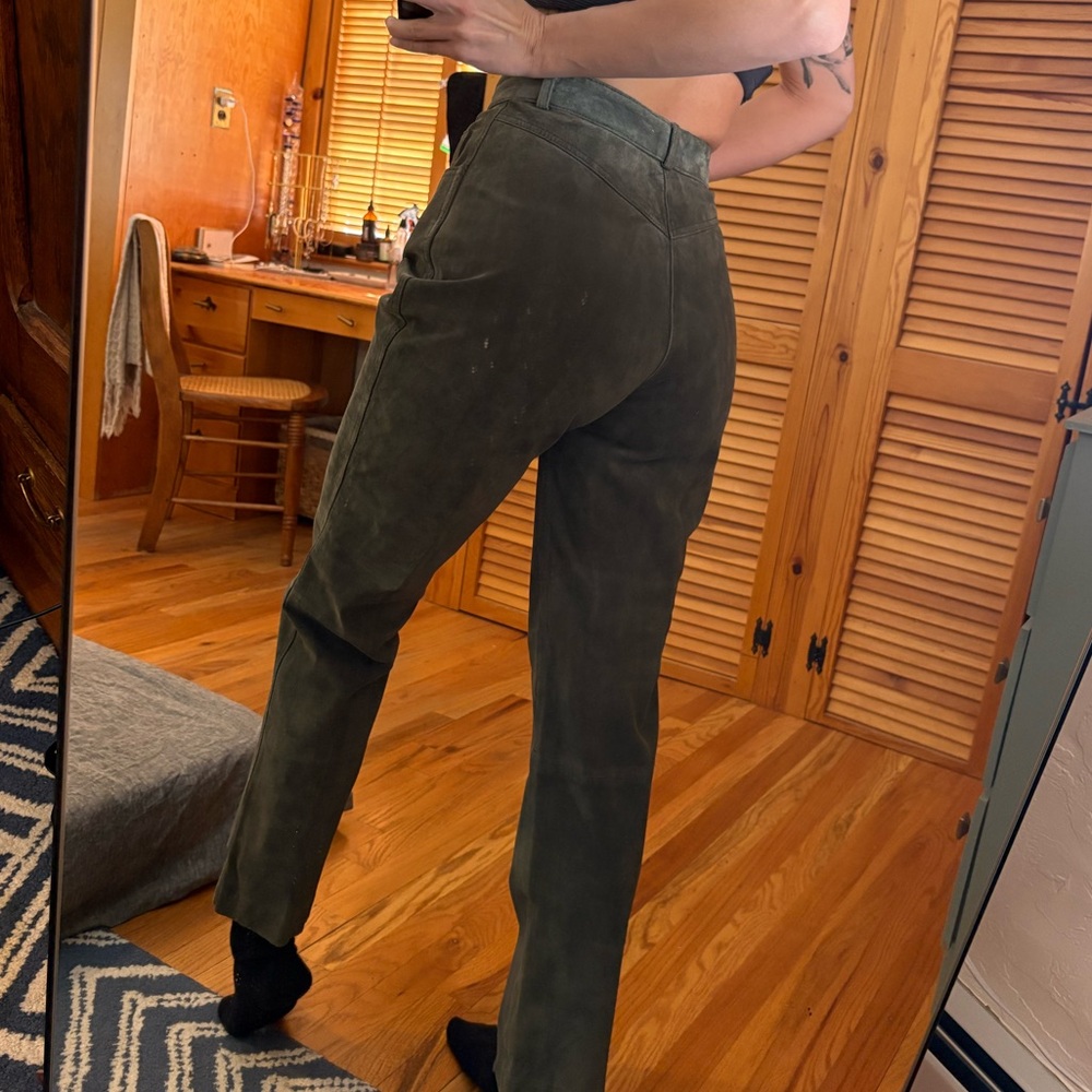Genuine Suede Leather Pants Vintage Studio West High Waisted Straight Leg